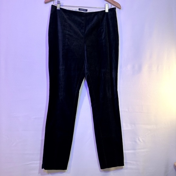 Lands End Velvet Black Petite Slim Bottom Side Slit Leg Zipper Pants Trousers 6P - Picture 1 of 11